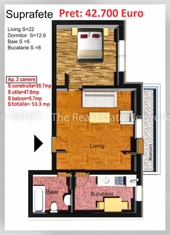 VANZARE 2 CAMERE: NEW APPLE RESIDENCE - Fundeni loc de parcare inclus