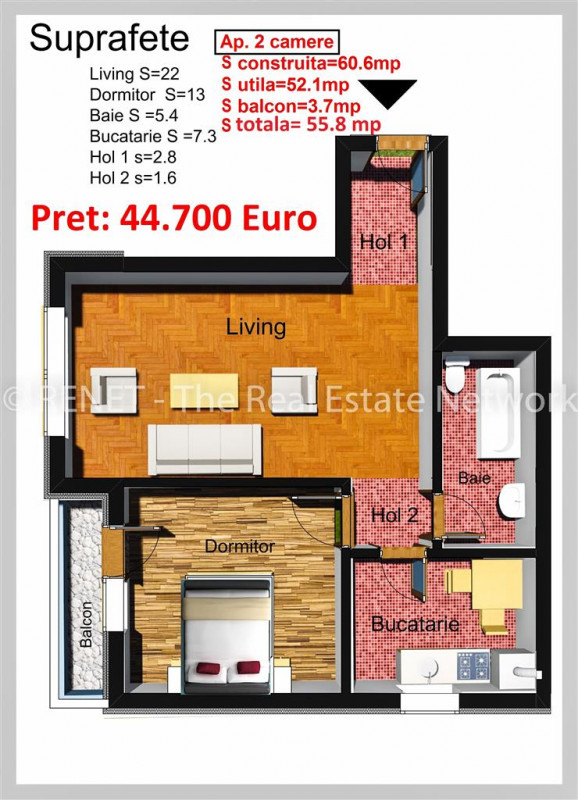 VANZARE 2 CAMERE: NEW APPLE RESIDENCE - Fundeni loc de parcare inclus