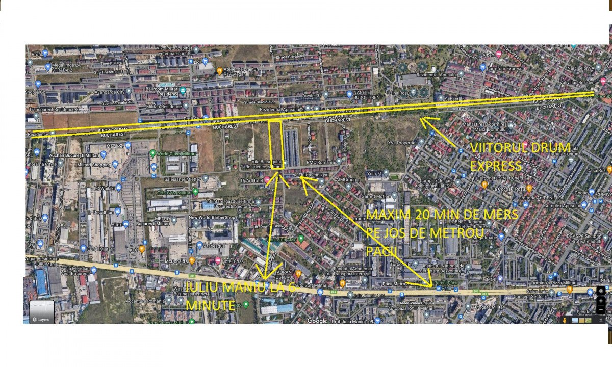 Teren 9167 mp Militari Metrou Pacii pentru DEZVOLTARE IMOBILIARA